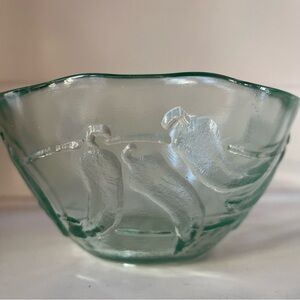 Vintage Jalapeño Chili Pepper Embossed Recycled Glassware Bowl Green